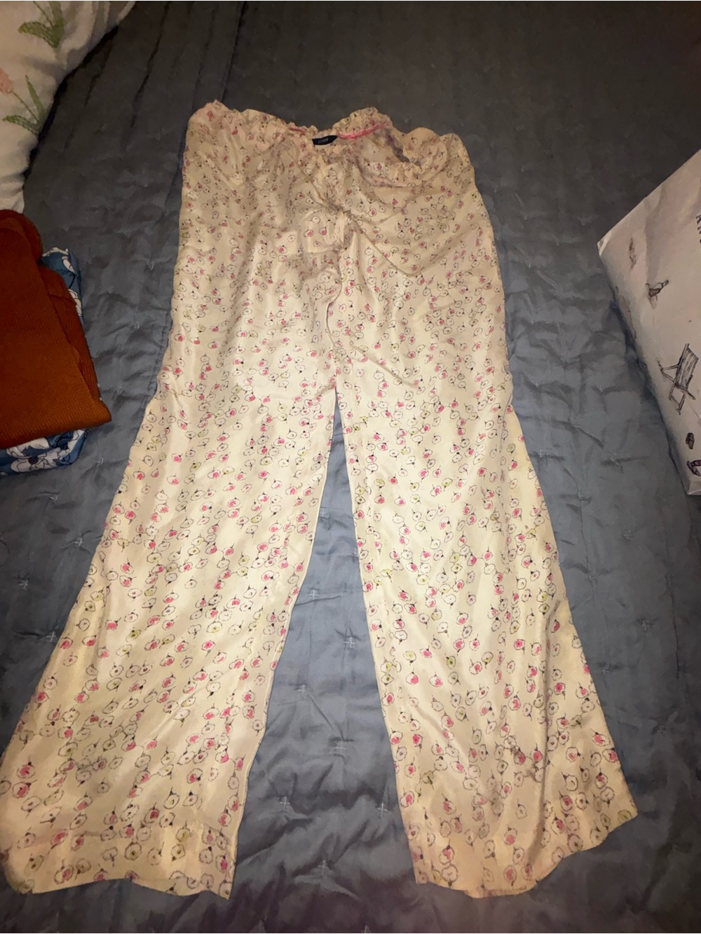 J. Crew Cream Floral Pajama Pants with Pink Accents